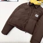 Miumiu Technical Ponge Down Hoodie Jacket Coffee Ml1315 1720 F045I S Ooo - Image 4