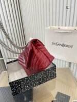 Saint Laurent Loulou Small Chain Bag In Quilted “Y” Leather Wine Red - Image 4