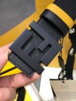 Fendi Reversible Black Leather Belt Yellow 40Mm - Image 8