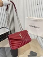 Saint Laurent Loulou Small Chain Bag In Quilted “Y” Leather Wine Red - Image 6