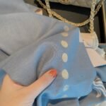 Hermes Cashmere Wool Scarf Wrap Shawl In Blue And Pink 180Cm - Image 5