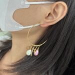 Louis Vuitton Pearl Gold Charm Hoop Earrings - Image 5