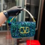 Valentino Small Loco Shoulder Bag With Embroidery in Antique Green 20cm 2W2B0K53BYYNB6 - Image 2