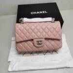 Gift Set: Chanel Classic Double Flap Bag Silver Hardware Light Pink 25Cm With Camellia Earrings Pink Abg218 B21624 U3368 - Image 2