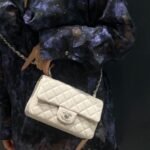 Chanel Classic Double Flap Bag White Silver Hardware 25Cm - Image 13