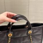 Chanel Small Shopping Bag Gold Tone Metal Black 33Cm As3257 B13839 94305 - Image 7