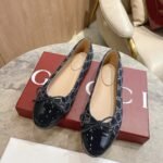 Gucci Women Gg Crystal Ballet Flat Dark Blue 840754 Faeue 4052 - Image 2
