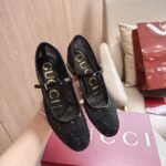 Gucci Women Gg Crystal Ballet Flat Black Mesh 835809 Faeq0 1046 - Image 4