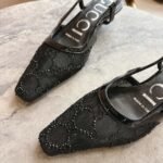 Gucci Women Gg Crystal Slingback Pump Black Mesh ‎840728 Faeq0 1046 - Image 5