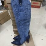 Christian Louboutin Santia Botta 85 Boots Denim Blue 32405166603 - Image 3