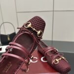 Gucci Women Horsebit Ballet Flat Rosso Ancora Red Mesh ‎835077 Faeqz 6207 - Image 6