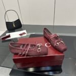 Gucci Women Horsebit Ballet Flat Rosso Ancora Red Mesh ‎835077 Faeqz 6207 - Image 4