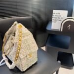 Chanel 25 Small Handbag Tweed And Gold Tone Metal Khaki 26Cm As5293 B21178 Nr774 - Image 6