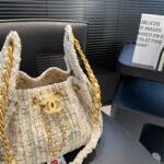 Chanel 25 Small Handbag Tweed And Gold Tone Metal Khaki 26Cm As5293 B21178 Nr774 - Image 5
