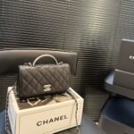 Chanel Small Flap Bag With Top Handle Silver Tone Metal Black 19Cm As5555 B20557 94305 - Image 2
