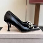 Jimmy Choo Auria 70 Soft Spazzolato Pumps with Velvet and Crystal Bow Black AURIA70BSV - Image 2