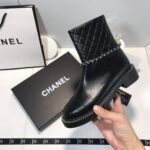 Chanel Ankle Boots With Side Zip Chain Black - Image 7