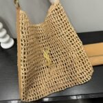 Saint Laurent Oxalis In Raffia Crochet And Leather Vintage Brown 41Cm 773984Gaaeb9718 - Image 8