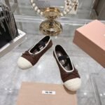 Miumiu Crochet Knit Ballerina Shoes Cocoa Ivory 5F138E 2Cq2 F0Cms F 005 - Image 8