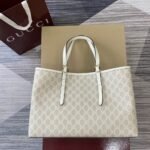 Gucci Gg Emblem Large Tote Bag Beige And White Coated Fabric 38Cm 815213 Fad6L 9641 - Image 2