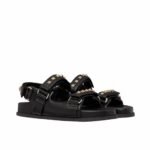 Valentino Garavani Rockstud Flat Sandal In Nappa Leather For Woman In Black Ws0Fe6Mnk 0No