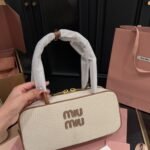Miumiu Beau Canvas Bag Beige And Brandy 28Cm 5Bb173 Acrn F062F V Owm - Image 3