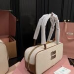 Miumiu Beau Canvas Bag Beige And Brandy 28Cm 5Bb173 Acrn F062F V Owm - Image 4