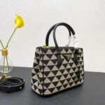 [Super Vip 1:1] Prada Galleria Medium Symbole Embroidered Fabric Bag Black And Beige 28Cm 1Ba863 2Fkl F0Y30 V Ooo - Image 4