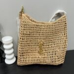 Saint Laurent Oxalis In Raffia Crochet And Leather Vintage Brown 41Cm 773984Gaaeb9718 - Image 7