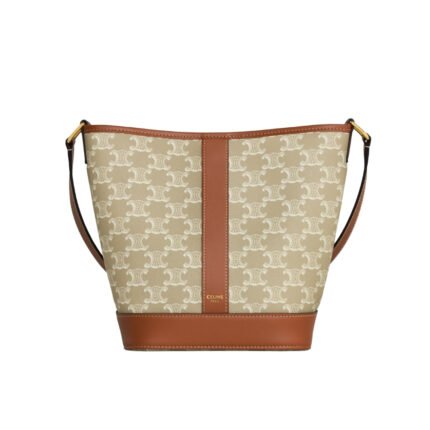 Celine Small Bucket Cuir Triomphe In Triomphe Canvas Grege 22Cm 191442Flc 02Gr