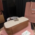 Miumiu Beau Canvas Bag Beige And Brandy 28Cm 5Bb173 Acrn F062F V Owm - Image 5