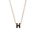 Hermes Mini Pop H Pendant Necklace Black And Gold