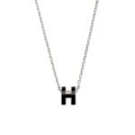 Hermes Mini Pop H Pendant Necklace Black And Silver