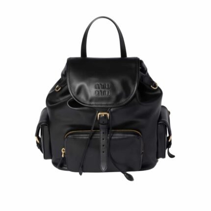 Miumiu Leather Backpack Black 27Cm 5Bz042 2Crw F0002 V Ooo