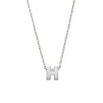 Hermes Mini Pop H Pendant Necklace White And Silver