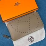 Hermes Evelyne Chevre Leather Zip Long Wallet Grey 19Cm - Image 2