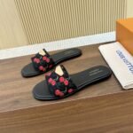 Louis Vuitton X Takashi Murakami Lily Flat Mule Black - Image 3