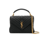 Ysl College Medium Chain In Quilted Leather Black Gold 600279Brm071000