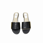 Fendi Silk Cowhide Slippers Black