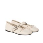 Miumiu Leather Ballerinas In Ivory 5F210E 070 F0304 F 005