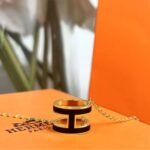 Hermes Mini Pop H Pendant Necklace Black And Gold - Image 3