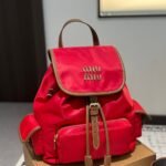 Miumiu Canvas Backpack Cornflower Red And Brandy 27Cm 5Bz042 2Ibq F0Tqe V Ooo - Image 2