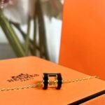 Hermes Mini Pop H Pendant Necklace Black And Gold - Image 4