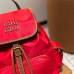 Miumiu Canvas Backpack Cornflower Red And Brandy 27Cm 5Bz042 2Ibq F0Tqe V Ooo - Image 3