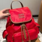 Miumiu Canvas Backpack Cornflower Red And Brandy 27Cm 5Bz042 2Ibq F0Tqe V Ooo - Image 4