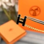 Hermes Mini Pop H Pendant Necklace Black And Gold - Image 7