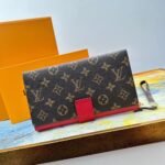 Louis Vuitton Horizontal Wallet Monogram Brown And Red 20Cm - Image 4