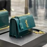 Saint Laurent Sunset Medium In Crocodile Embossed Leather Dark Green 22cm 442906DND0J3144 - Image 6