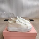 Miumiu Denim Sneaker With Logo Ivory 5E389E 3Ars F0304 F 005 - Image 4