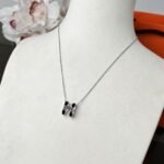 Hermes Mini Pop H Pendant Necklace Black And Silver - Image 2